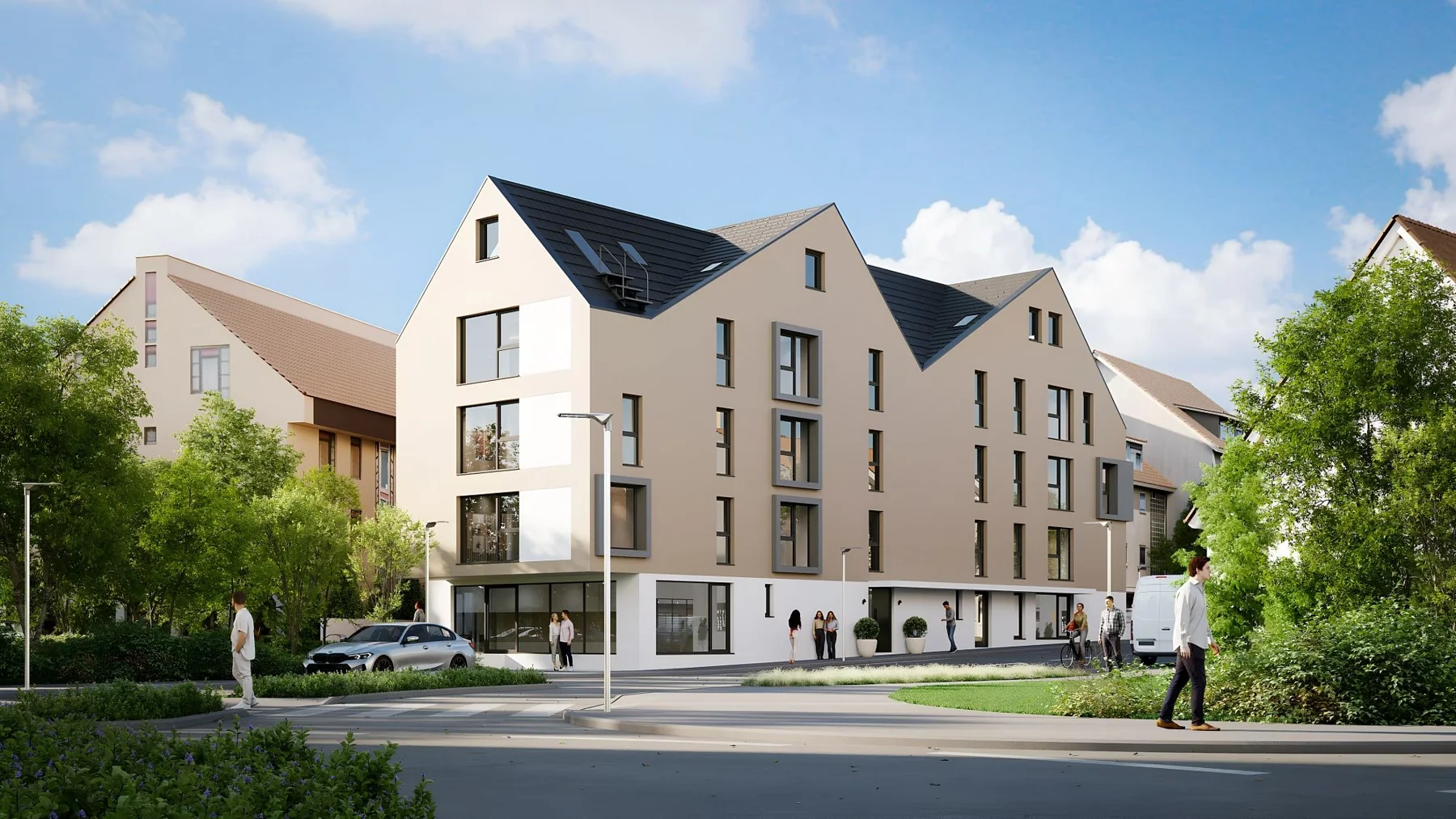 MORE55 Stuttgart-Möhringen – Straßenansicht aus dem Exposé, Visualisierung